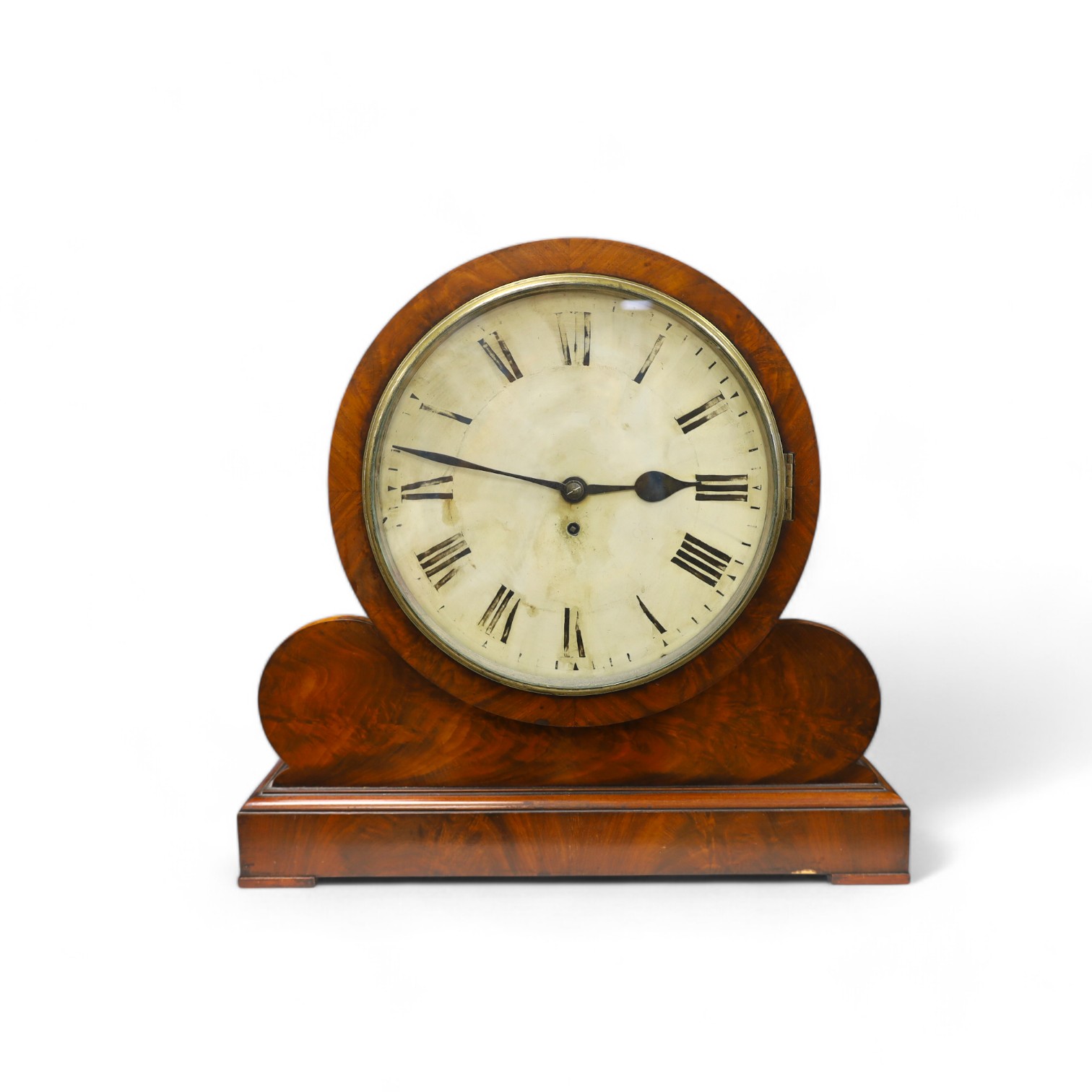 A late 19th century mahogany fusee mantel timepiece, 50cm. Condition - fair, not tested